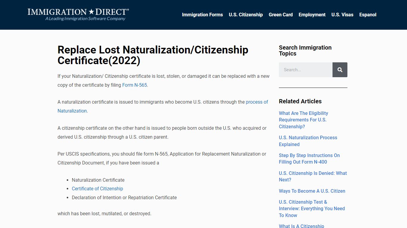 Replace Lost Naturalization/Citizenship Certificate(2022)