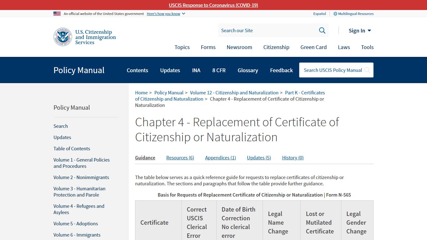Replacement of Certificate of Citizenship or Naturalization - USCIS